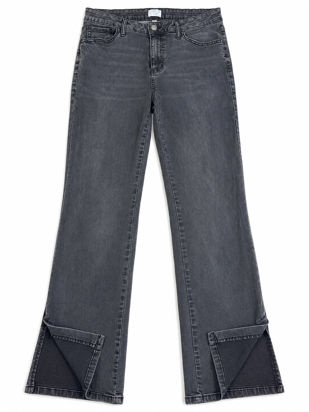 Time and Tru Gray Stretch Flare Jeans Size 12 Split Hem